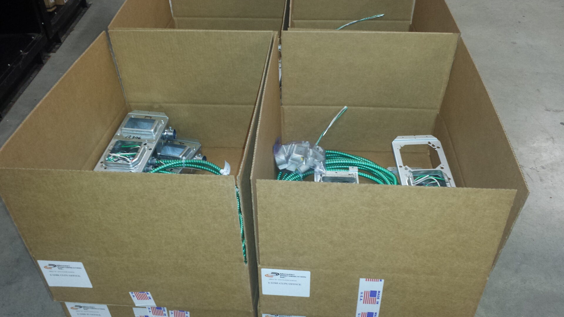 Electrical components in boxes